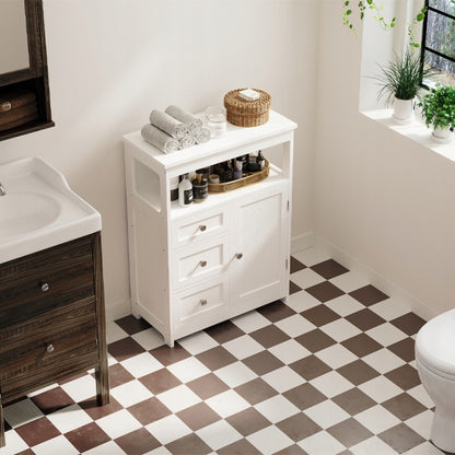 Dulap pentru Baie Alb cu 3 Sertare – Dulap Loft de Podea 60 cm