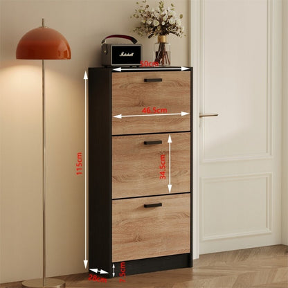 Dulap de pantofi maro deschis pentru hol, modern, cu 3 rafturi, rabatabil, independent