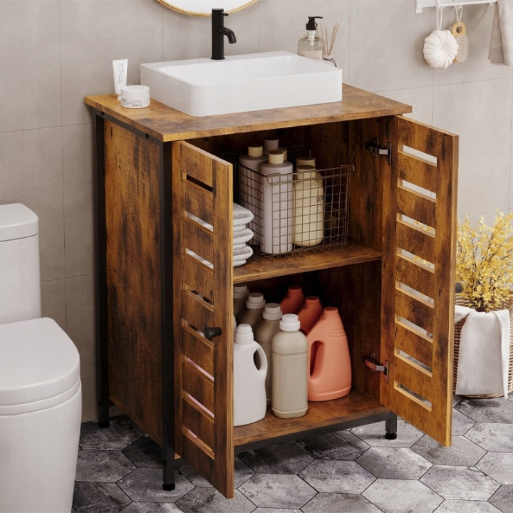 Dulap Loft Rustic pentru Chiuvetă – Maro, de Podea 62 cm