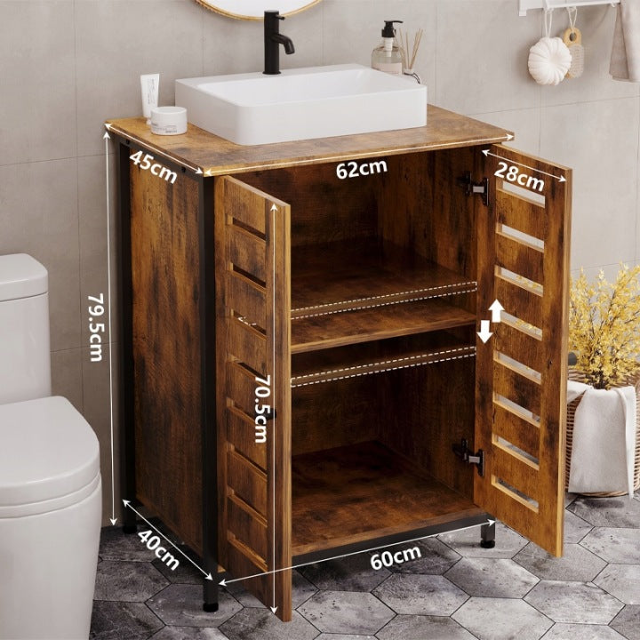 Dulap Loft Rustic pentru Chiuvetă – Maro, de Podea 62 cm