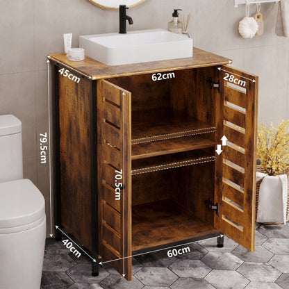 Dulap Loft Rustic pentru Chiuvetă – Maro, de Podea 62 cm