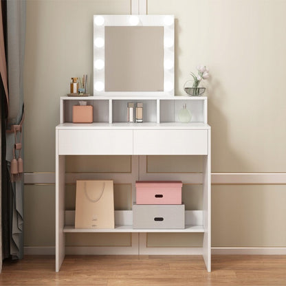 Masă de toaletă cosmetică cu oglindă LED 80 cm – toaletă modernă pentru machiaj și make-up în stil loft