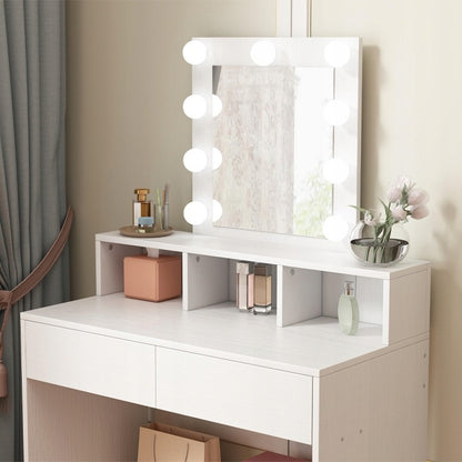 Masă de toaletă cosmetică cu oglindă LED 80 cm – toaletă modernă pentru machiaj și make-up în stil loft