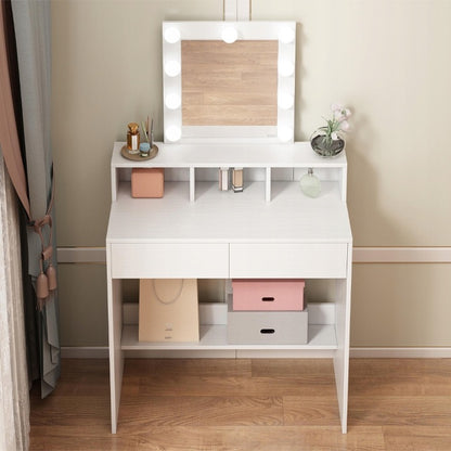 Masă de toaletă cosmetică cu oglindă LED 80 cm – toaletă modernă pentru machiaj și make-up în stil loft