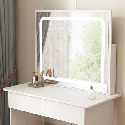 Masă de machiaj cu oglindă LED, stil modern și elegant, 90 cm