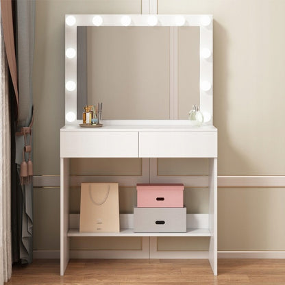 Masă de toaletă cosmetică cu oglindă LED – toaletă modernă pentru machiaj și make-up în stil loft glamour
