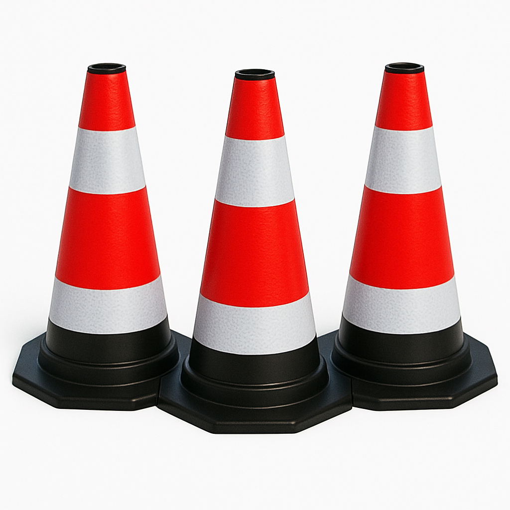 Set de 3 conuri de trafic reflectorizante flexibile de 40 cm - Delimitare sigură a traficului și a zonei de lucru