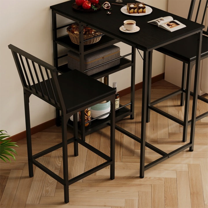 Set Bar Loft Negru – Masă + 2 Scaune pentru Bucătărie și Dining