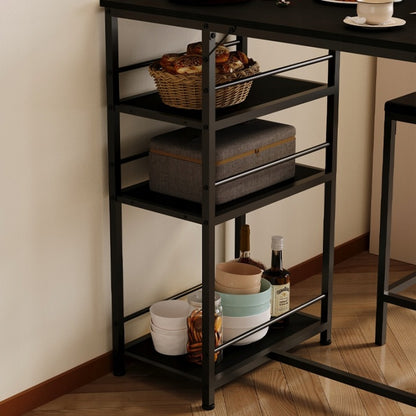 Set Bar Loft Negru – Masă + 2 Scaune pentru Bucătărie și Dining