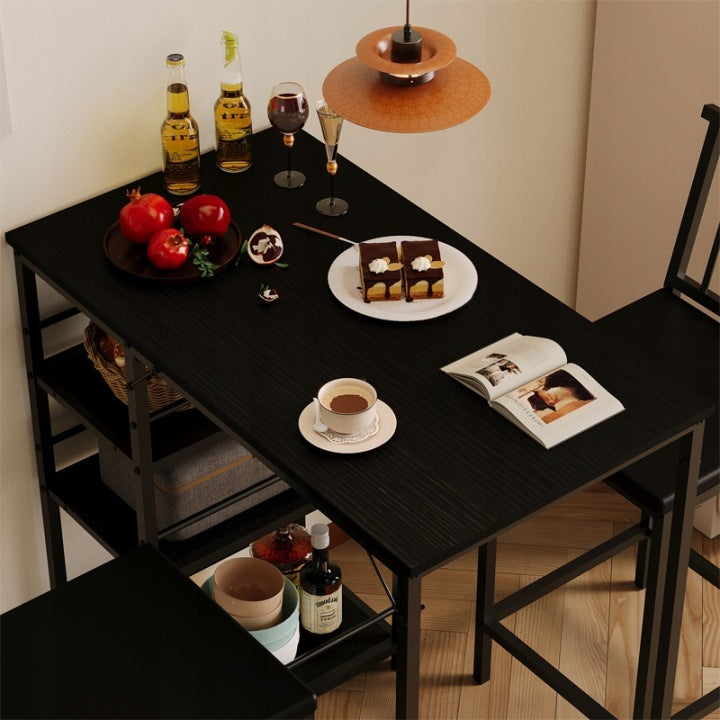 Set Bar Loft Negru – Masă + 2 Scaune pentru Bucătărie și Dining