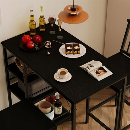 Set Bar Loft Negru – Masă + 2 Scaune pentru Bucătărie și Dining