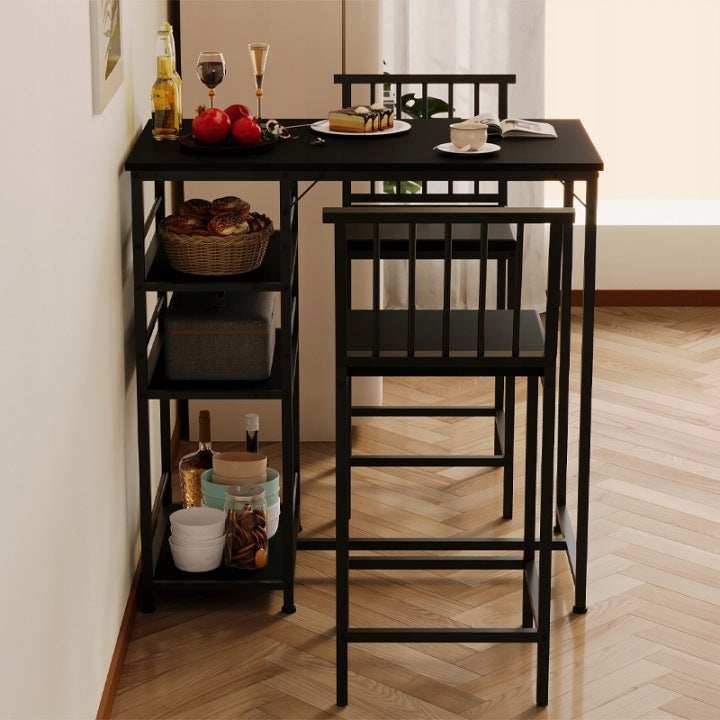 Set Bar Loft Negru – Masă + 2 Scaune pentru Bucătărie și Dining