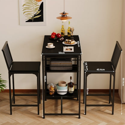 Set Bar Loft Negru – Masă + 2 Scaune pentru Bucătărie și Dining