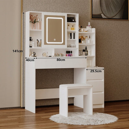 Masă cosmetică + scaun de machiaj cu oglindă LED - glamour loft