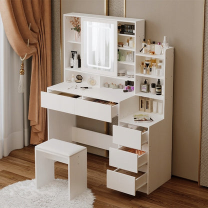 Masă cosmetică + scaun de machiaj cu oglindă LED - glamour loft
