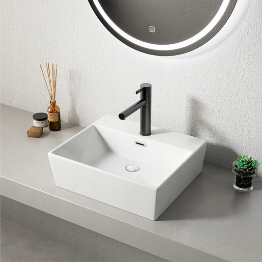 Chiuvetă ceramică dreptunghiulară albă pentru blat, mare, 41 x 36 cm