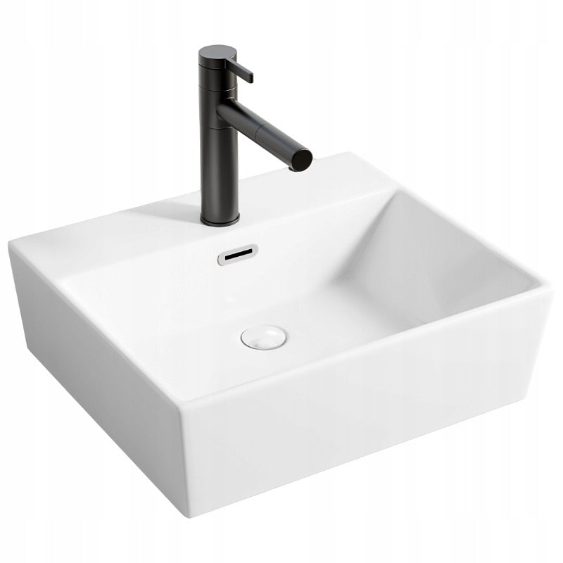 Chiuvetă ceramică dreptunghiulară albă pentru blat, mare, 41 x 36 cm