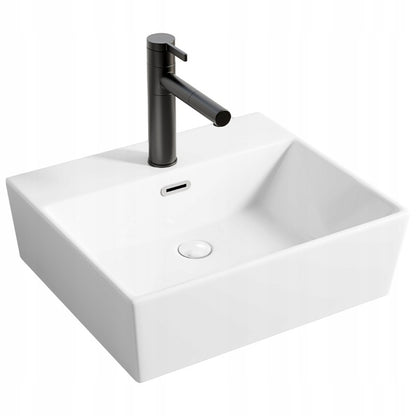 Chiuvetă ceramică dreptunghiulară albă pentru blat, mare, 41 x 36 cm