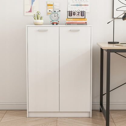 Birou loft 2 uși bibliotecă cu rafturi spațioase independent alb 108 cm