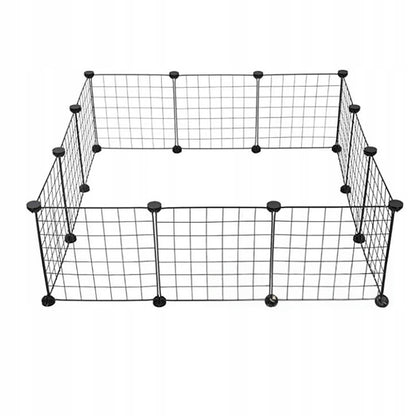 Coteț negru din metal pentru câini, pisici, cățeluși și iepuri, 108 x 108 cm