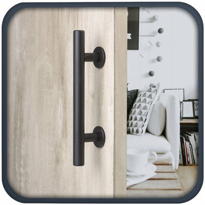 Mâner pentru uși glisante, negru mat, loft, solid, retro, premium