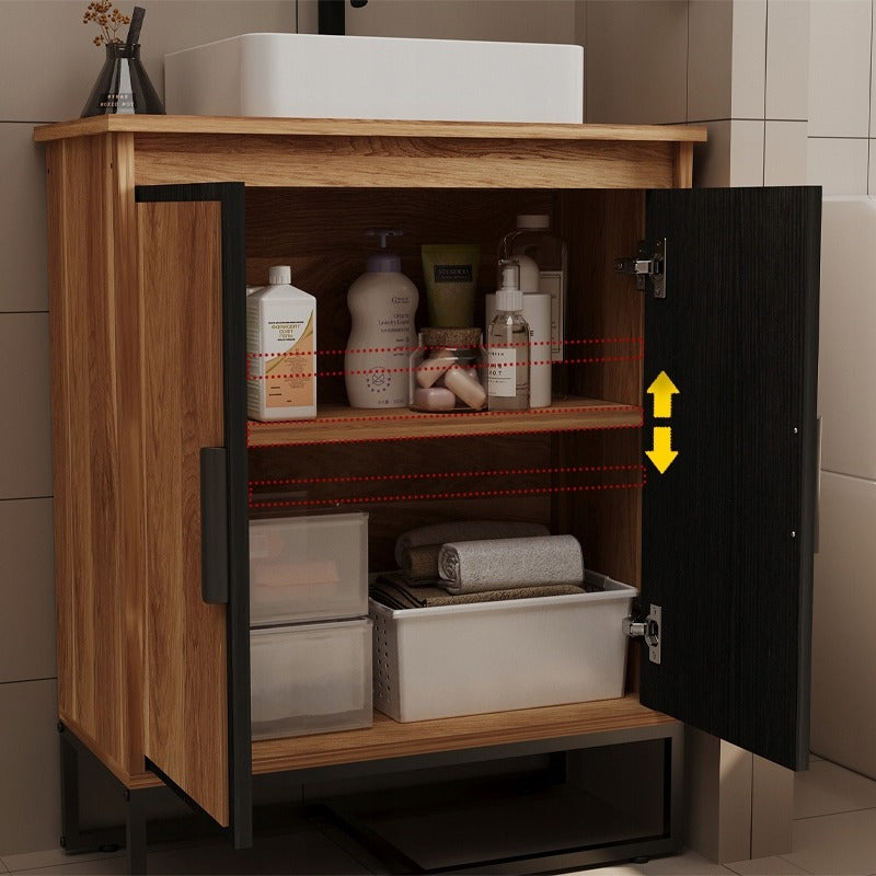 Unitate de baie cu uși loft, raft maro deschis și raft de 82 cm