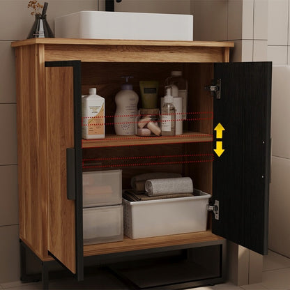 Unitate de baie cu uși loft, raft maro deschis și raft de 82 cm
