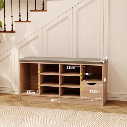 Dulap pentru pantofi cu scaun, stil loft, sonoma, hol, bancă cu sertar, 100 cm
