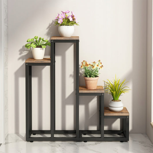 Stand de flori plante vase rustic bibliotecă 4 rafturi nivel