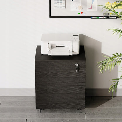 Container de birou pe roți cu sertare, dulap mobil cu încuietoare, negru