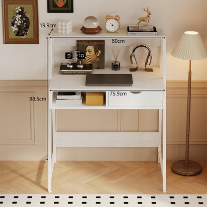 Birou de calculator în stil industrial – Alb, 81x100x50 cm