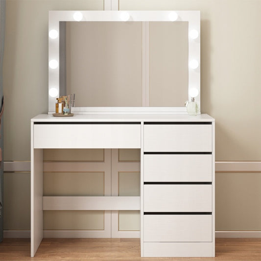 Masă de toaletă cu oglindă LED – modernă, în stil loft – 100 cm