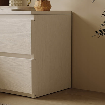 Noptieră pentru dormitor sau sufragerie, 2 sertare, stil loft, albă, modernă