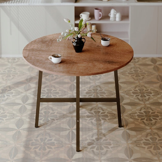 Masă de cafea/bancă industrială rotundă pentru un living retro maro în stil loft vintage