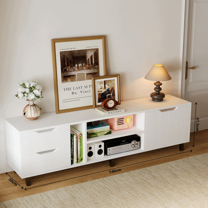 Dulap modern de televiziune în stil scandinav, alb, practic pentru sufrageria în stil loft