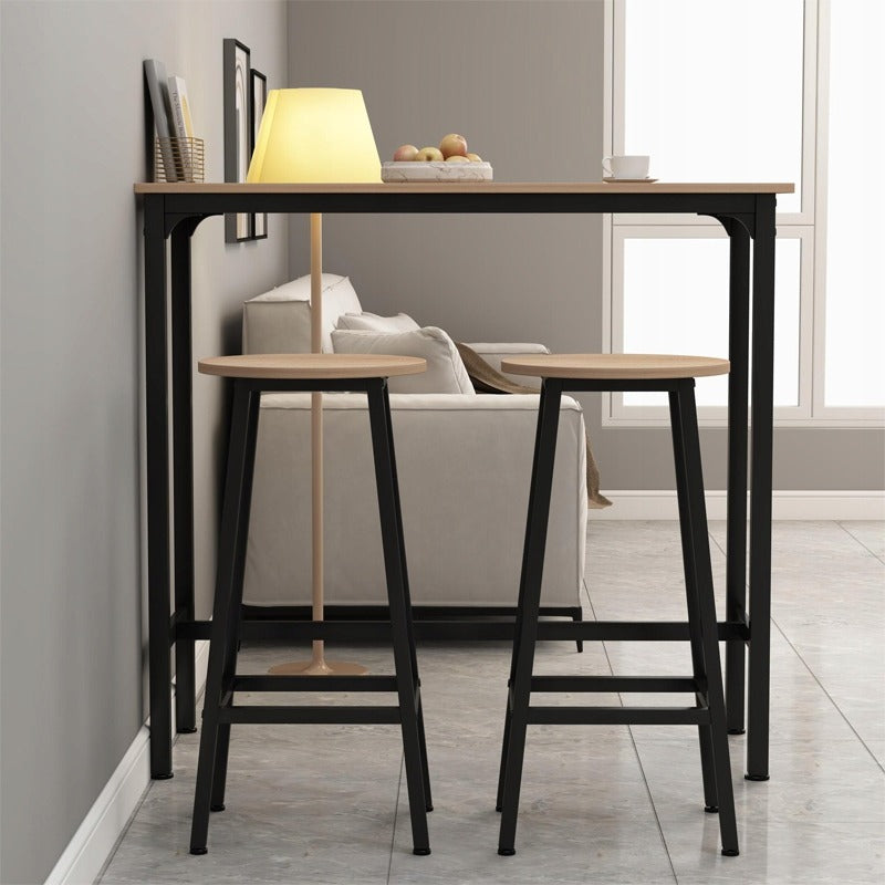 Set bar: masă de bucătărie + 2 scaune de bar, stil industrial modern loft