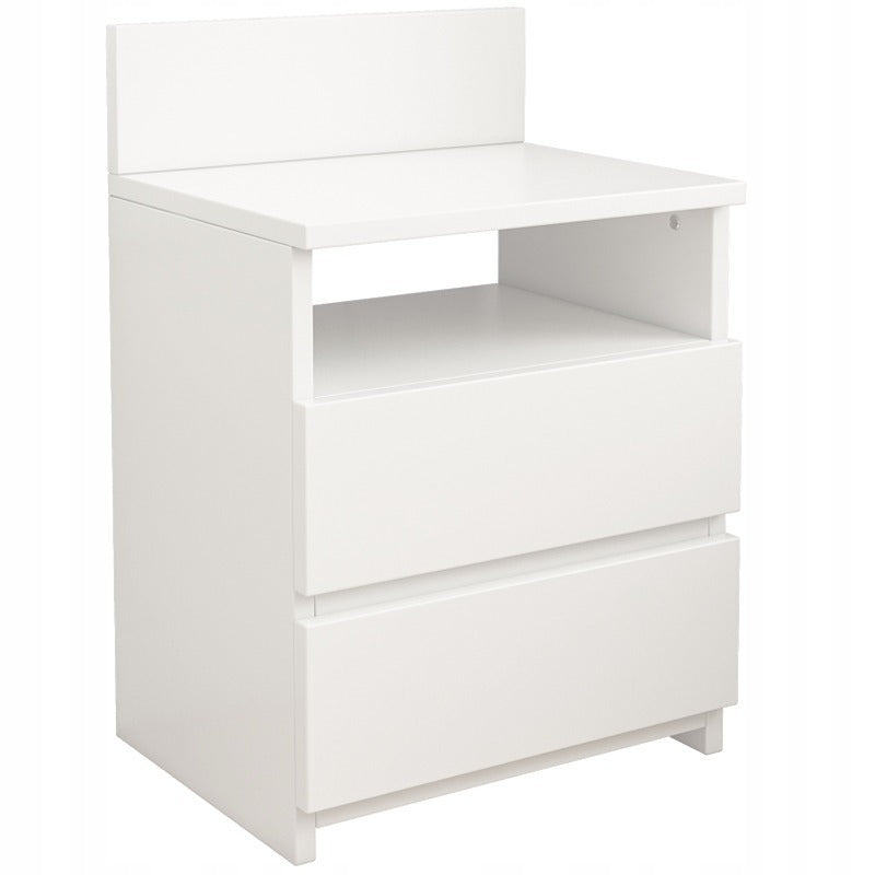 Măsuță de noptieră Alb cu 2 sertare 40 cm - stil loft modern, MDF