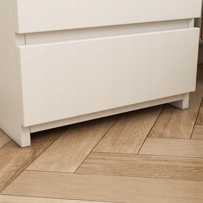 Măsuță de noptieră Alb cu 2 sertare 40 cm - stil loft modern, MDF