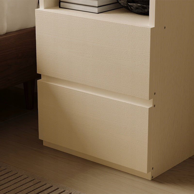 Noptieră, masă pentru dormitor/sufragerie, 2 sertare, stil loft, albă, modernă, 40 cm