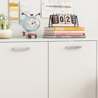 Birou loft 2 uși bibliotecă cu rafturi spațioase independent alb 108 cm