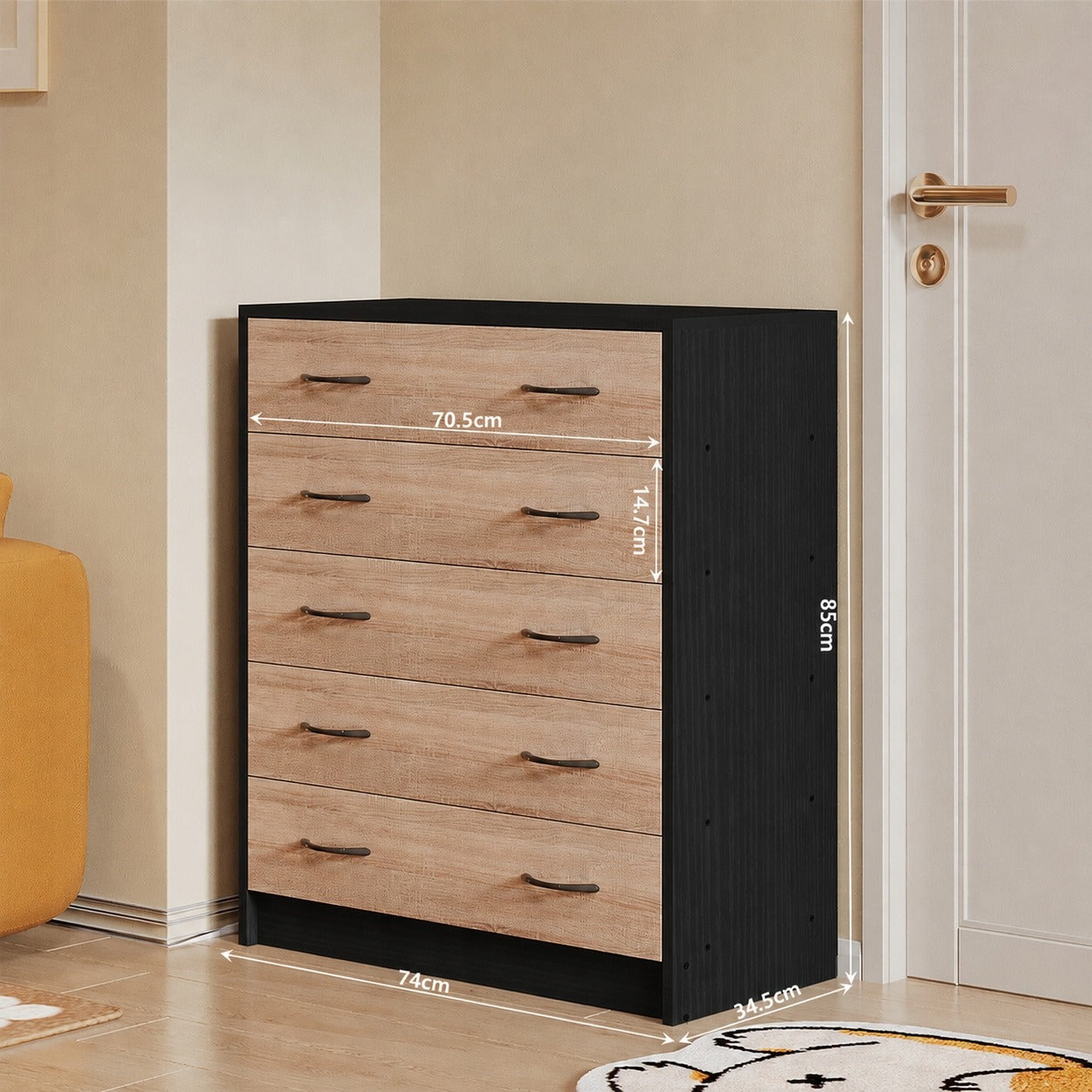 Dulap pentru pantofi maro deschis pentru un hol modern, 5 rafturi, stil loft