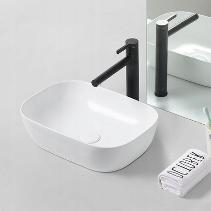 Umywalka nablatowa prostokątna ceramiczna stawiana na blat biała 41x31 cm