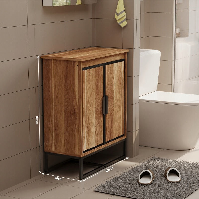 Unitate de baie cu uși loft, raft maro deschis și raft de 82 cm