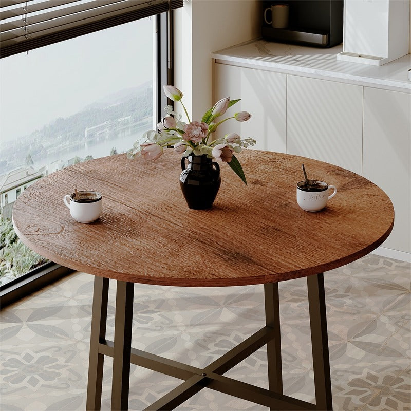 Masă de cafea/bancă industrială rotundă pentru un living retro maro în stil loft vintage
