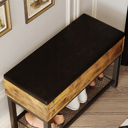 Dulap pentru pantofi cu șezut și spațiu de depozitare pentru hol, bancă stil loft, 70cm