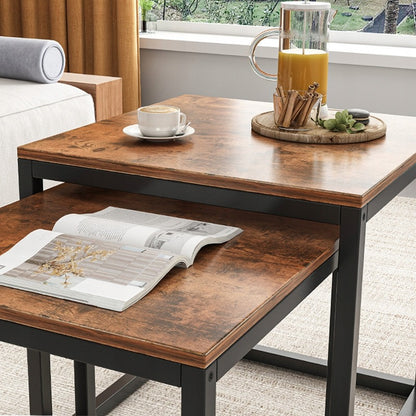 Set de mese de cafea 2 în 1 - mese pătrate pliabile pentru camera de zi