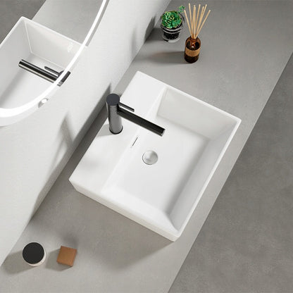 Chiuvetă ceramică dreptunghiulară albă pentru blat, mare, 41 x 36 cm