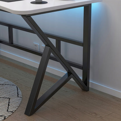 Birou alb modern pentru jocuri, pentru gameri, în stil loft, mare, 120 cm