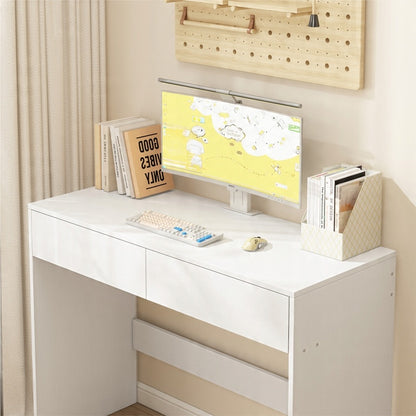 Birou pentru calculator alb modern cu 2 sertare stil loft masă toaletă 100 cm