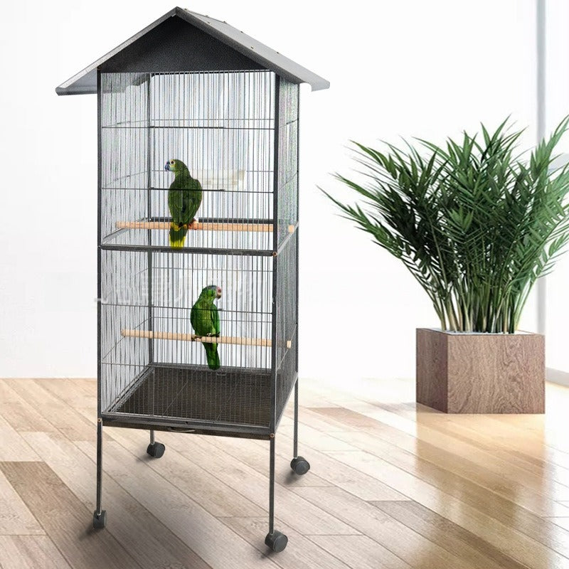 Cușcă metalică mare pentru păsări exotice, volieră pentru papagali și canari